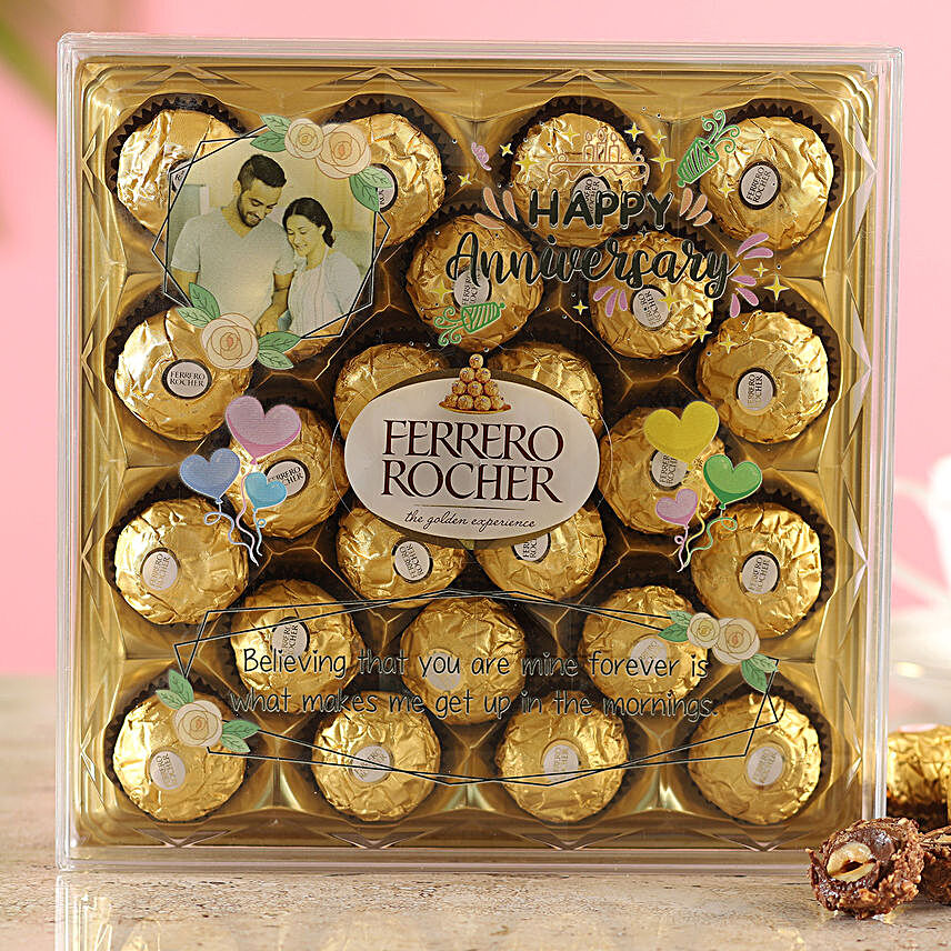 Happy Anniversary Personalised Ferrero Rocher Box:Personalised Chocolates for Anniversary