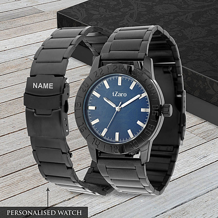 Personalised Black & Navy Blue Watch