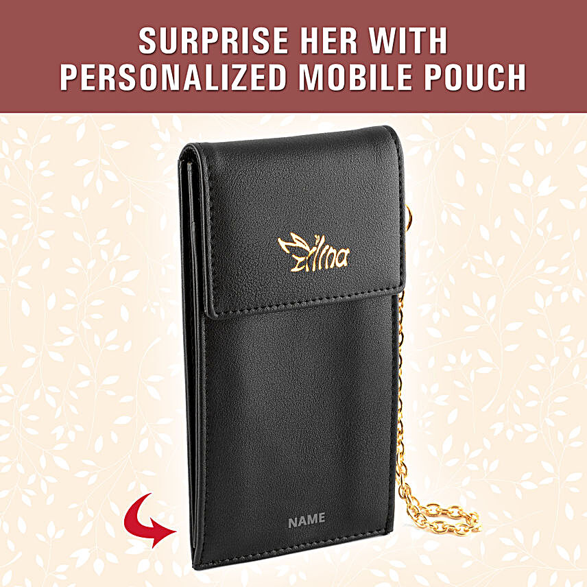 Personalised Black Phone Pouch