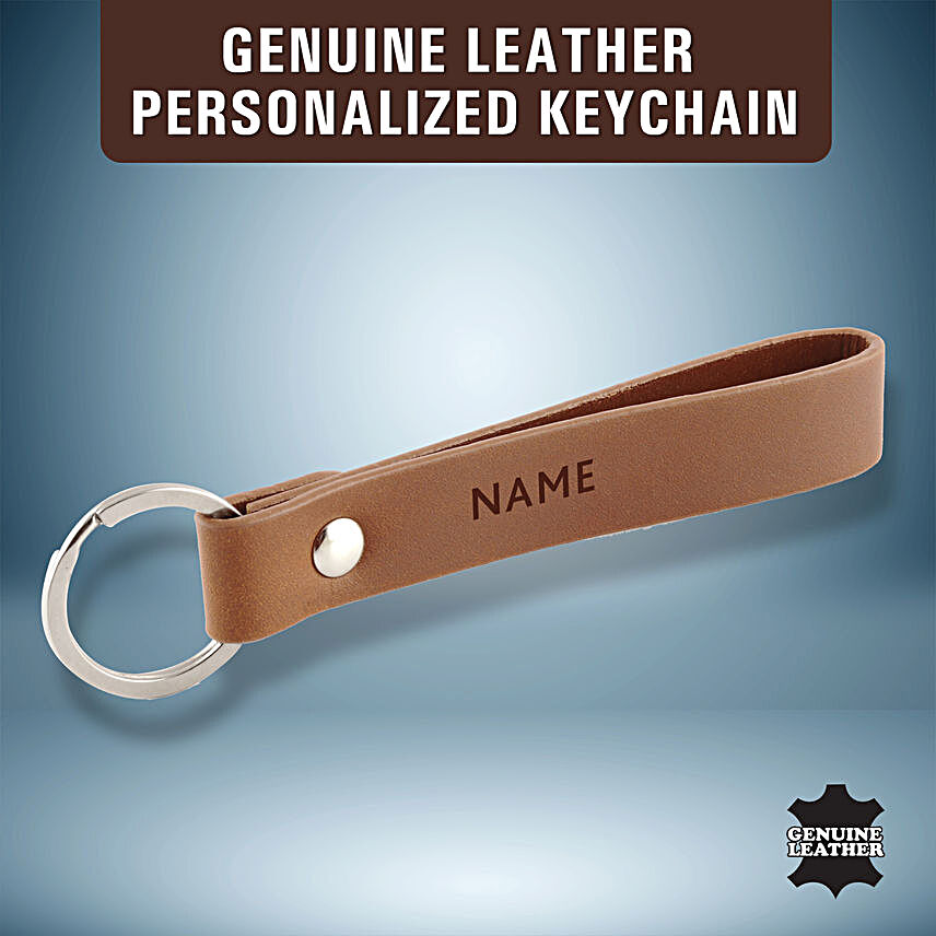 Personalised Leather Tan Key Chain