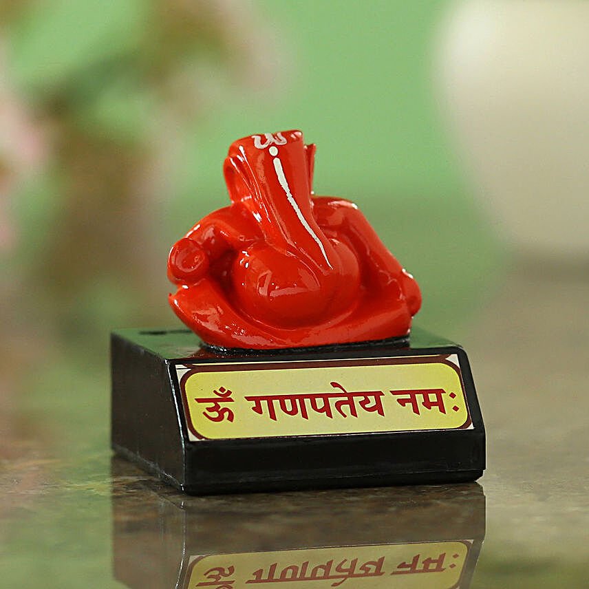 online Red Ganesha Idol On Stand