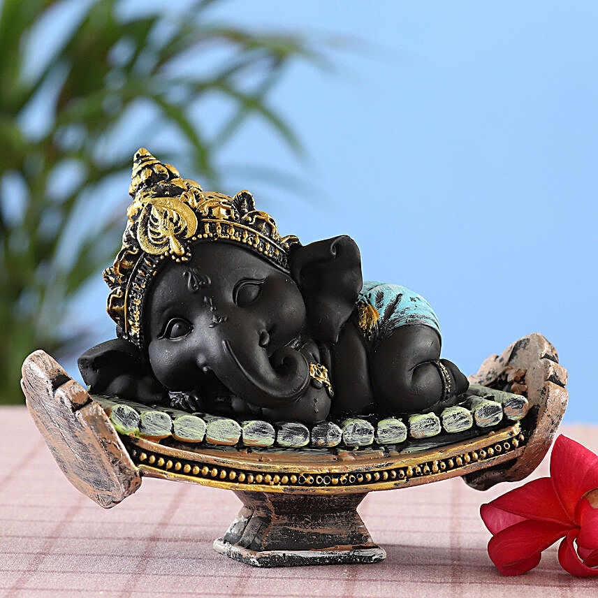 Beautiful Black Resting Bal Ganesha Idol