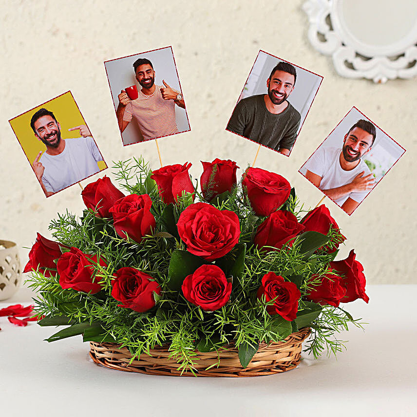 15 Red Roses Personalised Basket