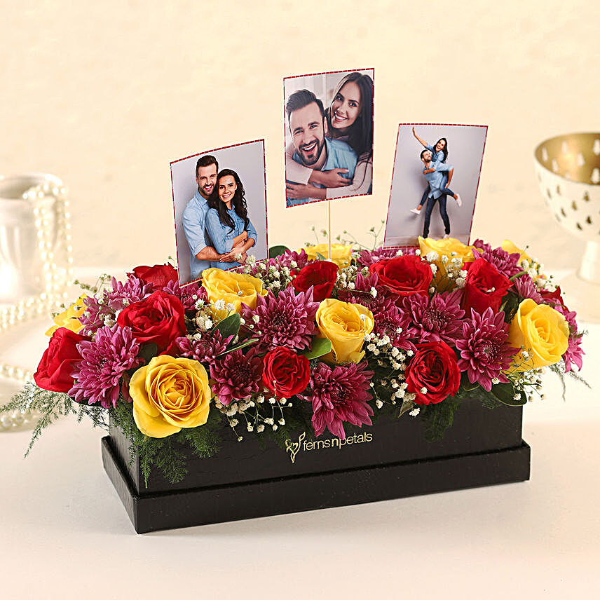 Personalised Rectangular FNP Floral Box Arrangement