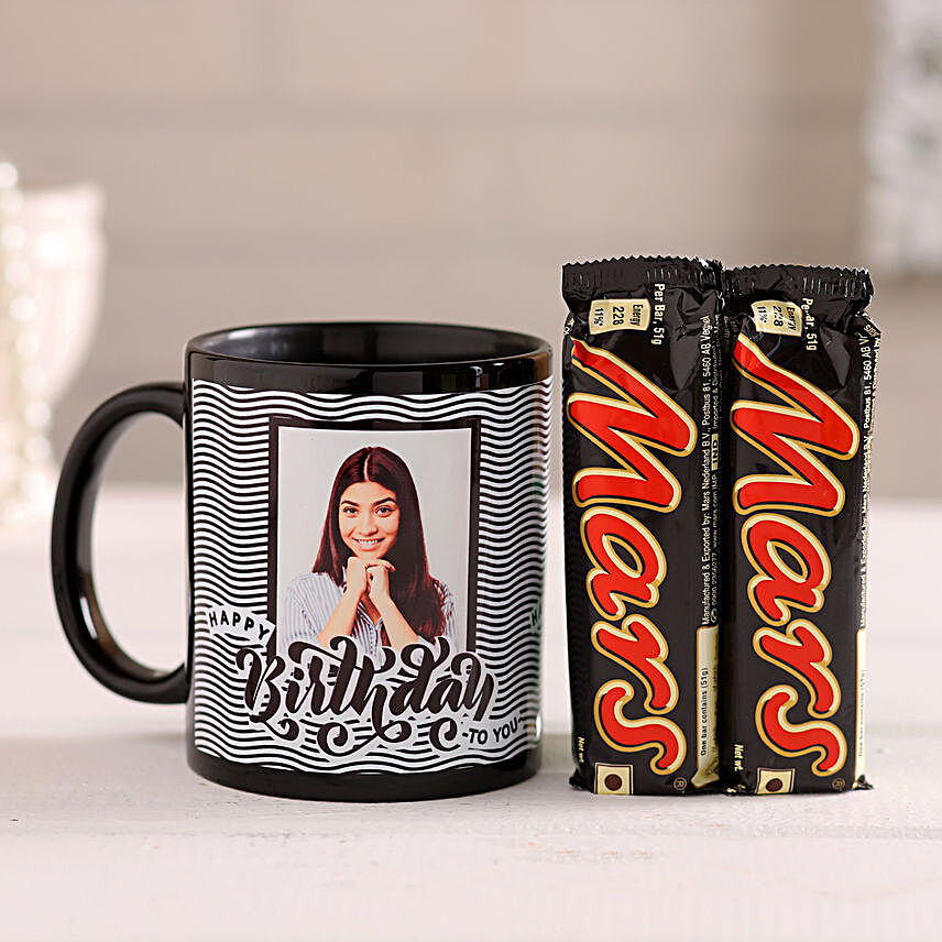 Mars Chocolates & Personalised Black Mug