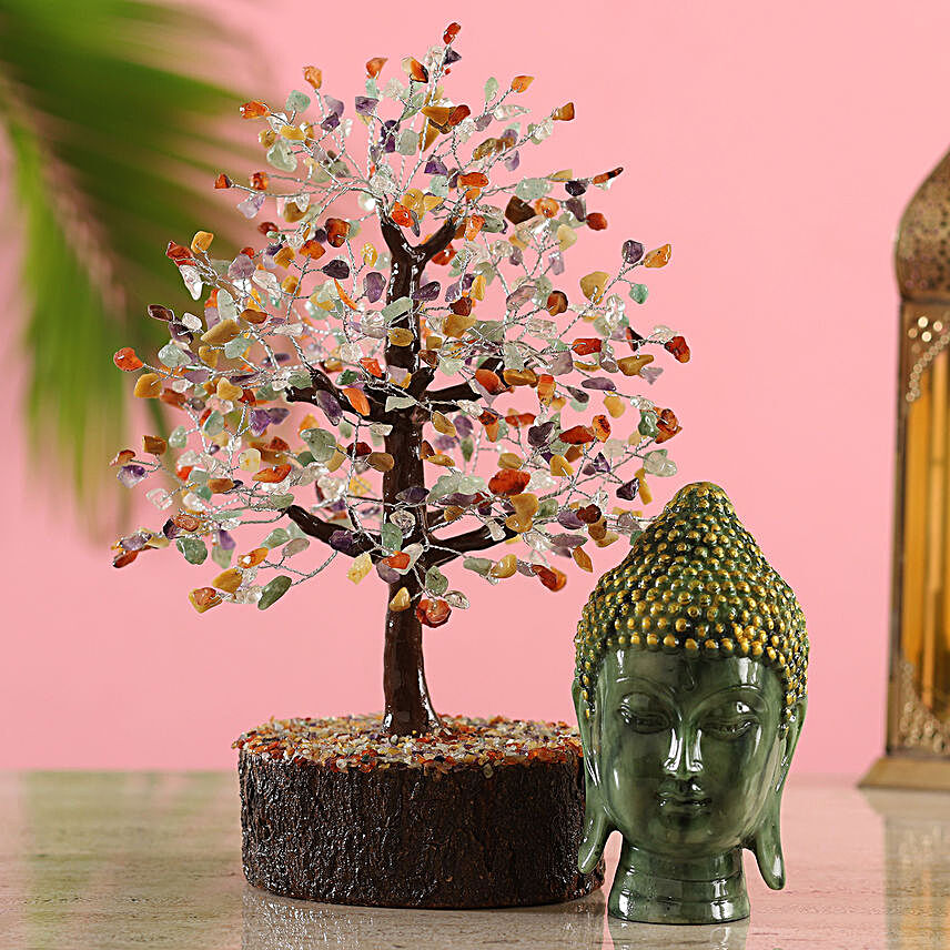 Good Vibes Multicoloured Wish Tree & Buddha Idol
