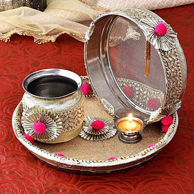 Buy/Send Elegant Karwa Chauth Pooja Thali Set Online- FNP