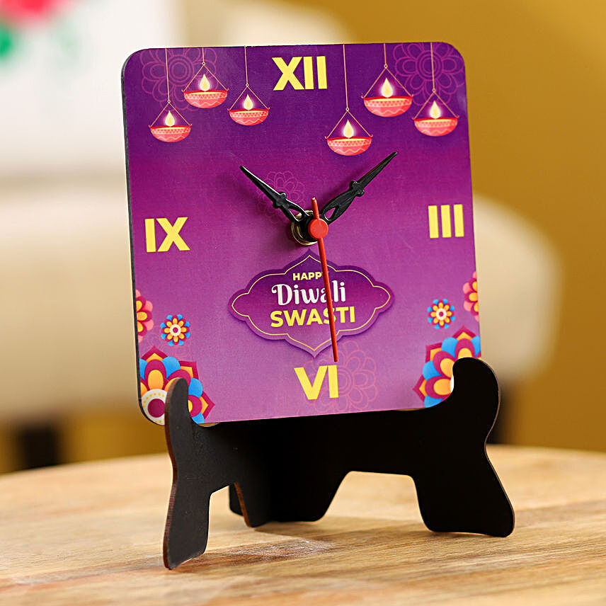 Personalised Name Happy Diwali Table Clock