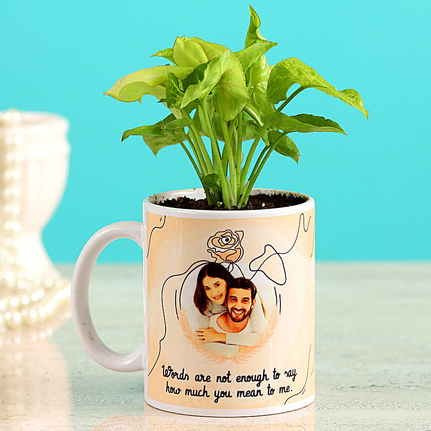 Personalised Mug Syngonium Plant