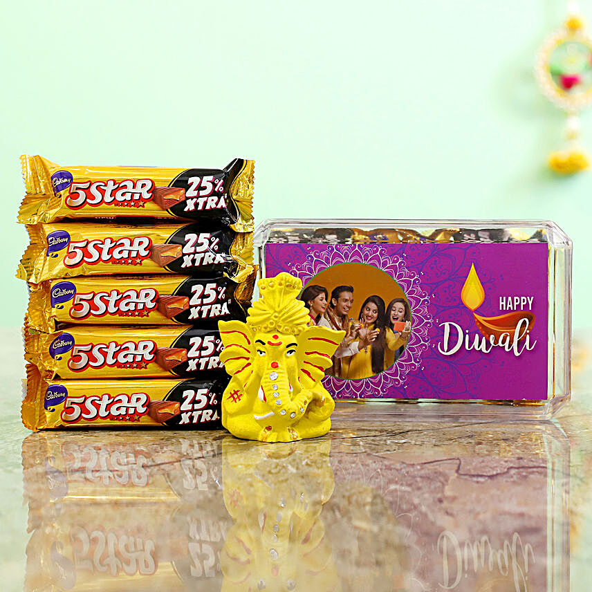 Personalised Purple Diwali Box With Pagdi Ganesha Idol & 5 Star Combo