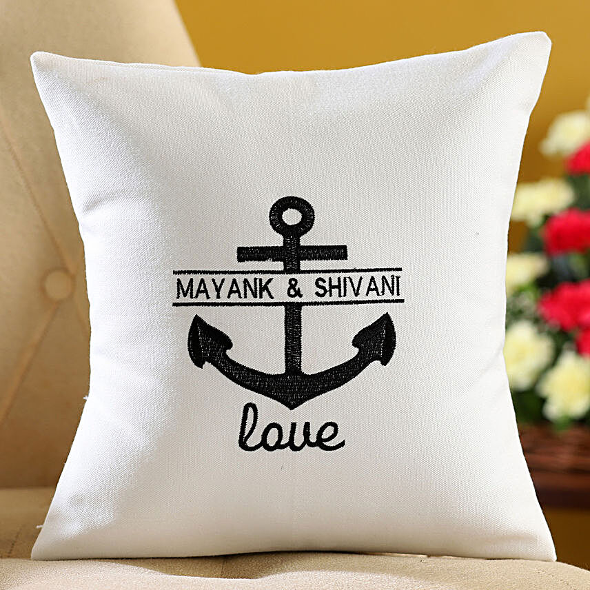 Personalised Love Embroidered Cushion For Couple