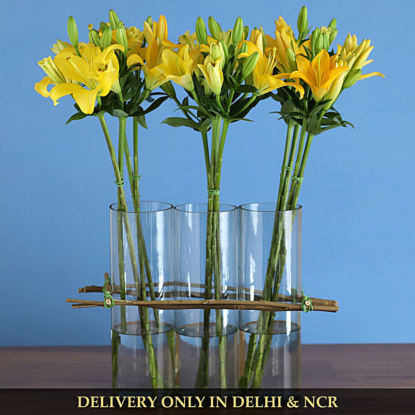 premium flower with cylinder vase