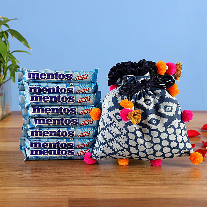 Drawstring Pouch With Mentos Combo
