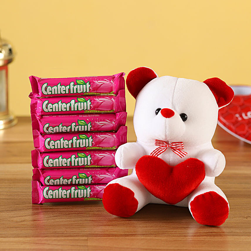 Heart Teddy Bear & Center Fruit Combo