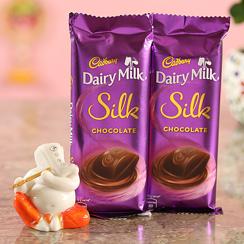 Cadbury Silk Set Of 2 Chocolates & Ganesha Idol Combo