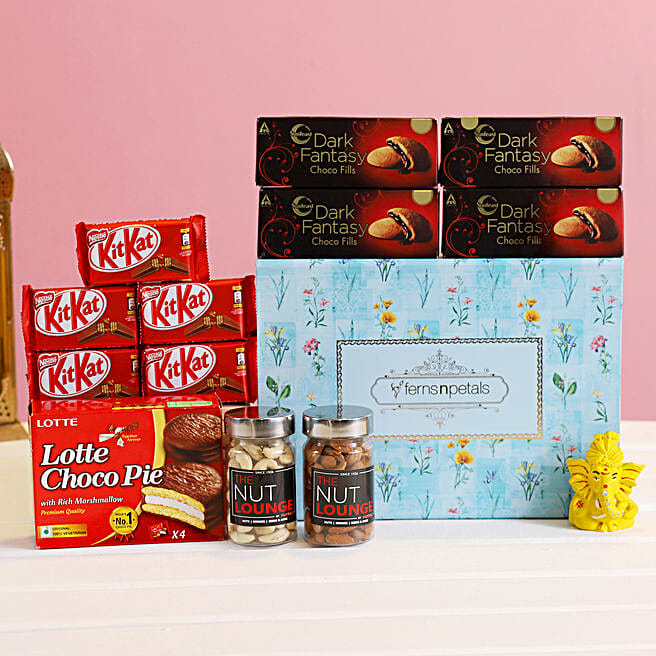 Buy/Send Blue Diwali Box Hamper Nuts & Chocolates Online FNP