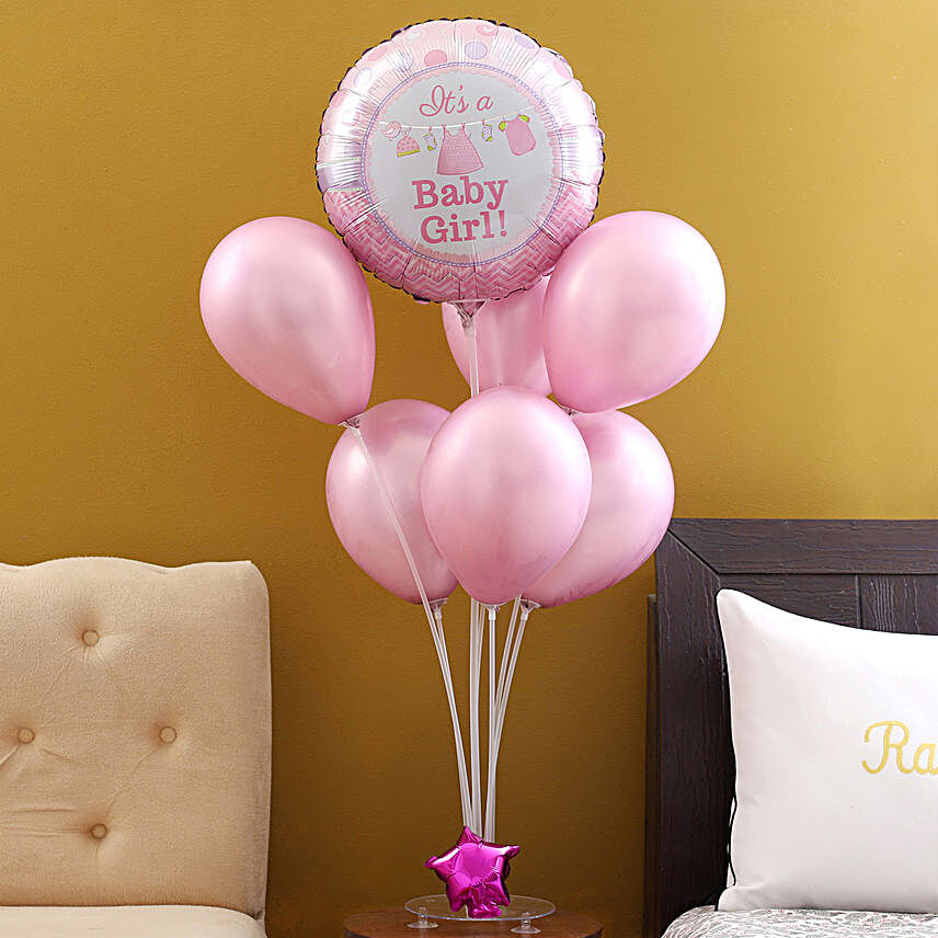 It's a Baby Girl Balloon Bouquet:New Born Baby Gifts