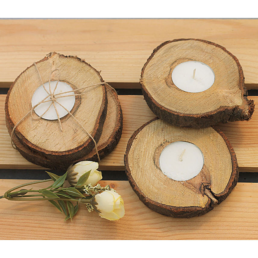 Handmade Natural Bark Tealight Candles- Set of 4