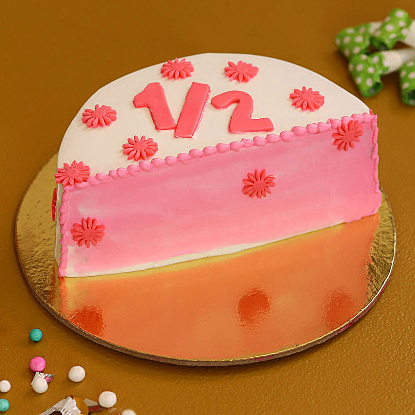 Cute Flowery Half Cake Eggless 1 Kg