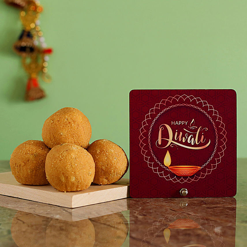 Happy Diwali Table Top With Besan Laddu