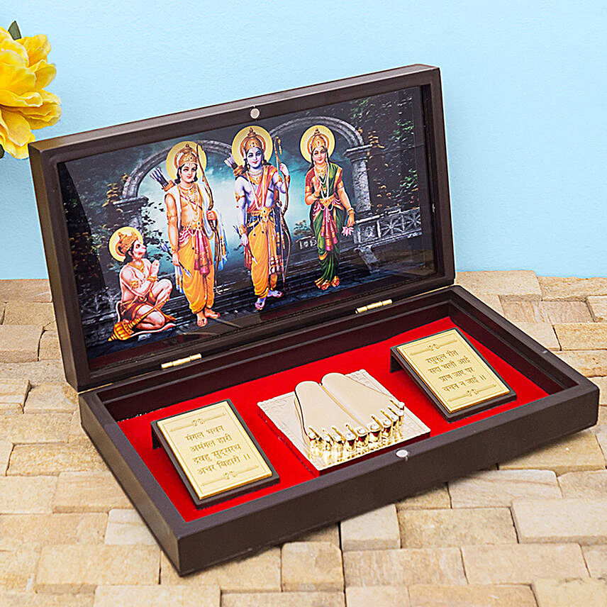 24 Carat Gold Plated Ram Darbar Pooja Box