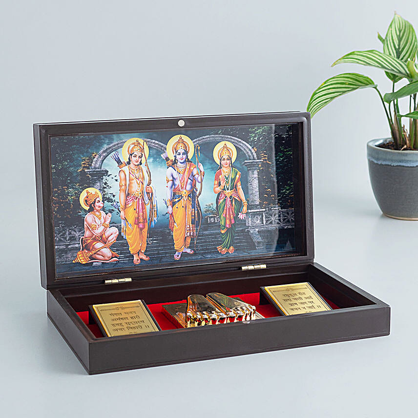 24 Carat Gold Plated Ram Darbar Pooja Box