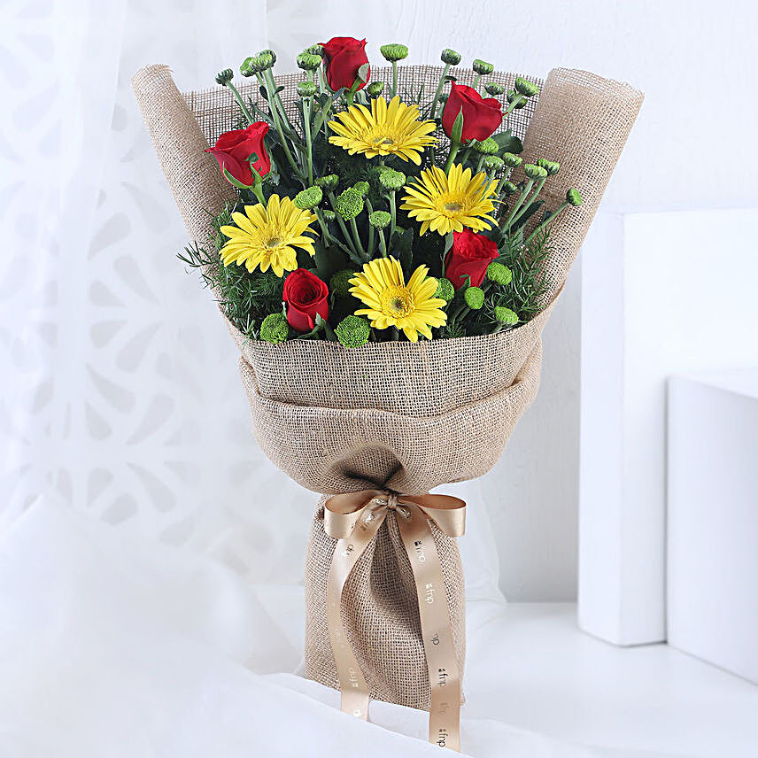 Bright Beauty Gerbera Floral Bouquet:Send Designer Flower Bouquets