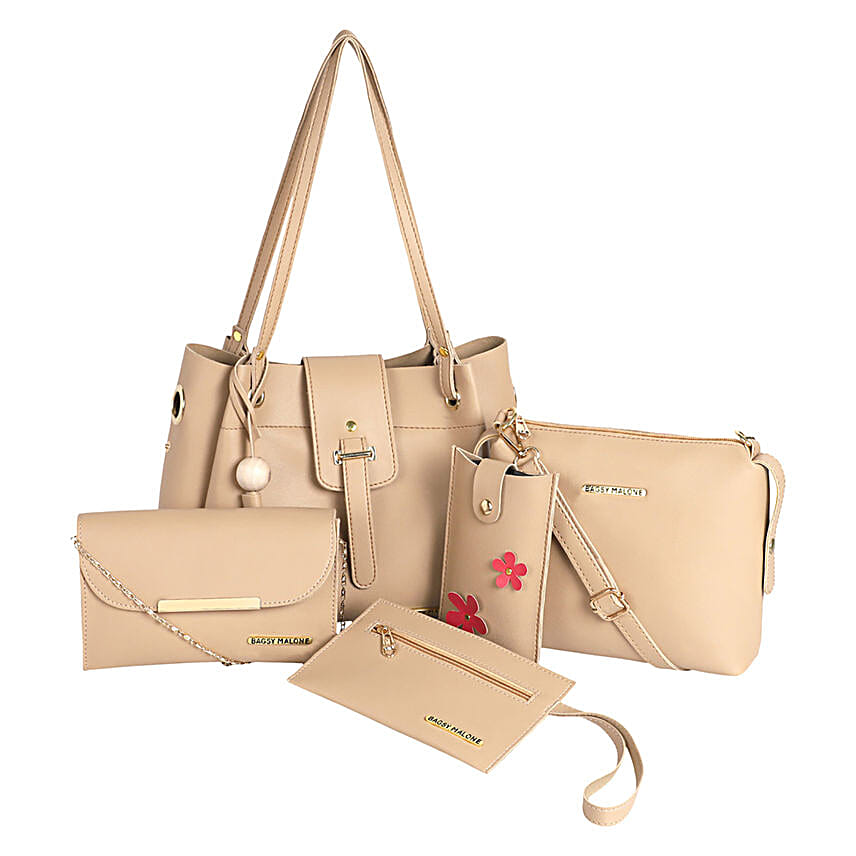 Bagsy Malone Tote Bag Combo of 5- Beige