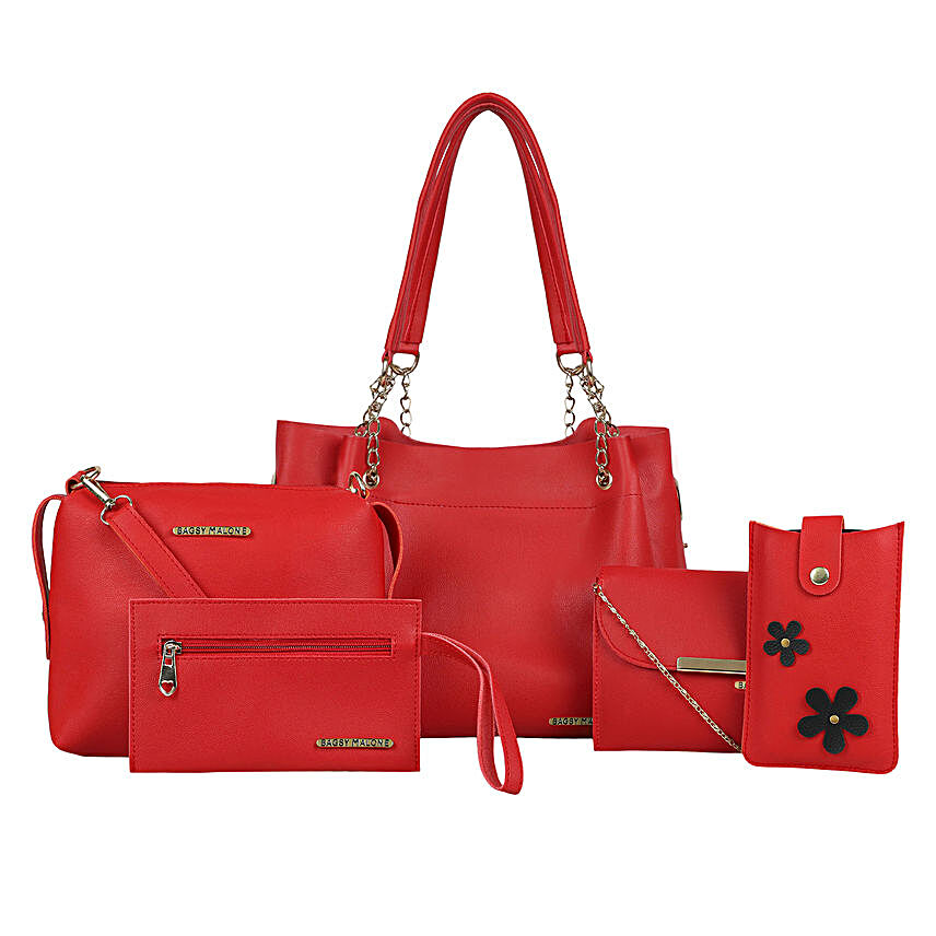 Bagsy Malone Set Of 5 Red Tote Bags:Buy Handbags
