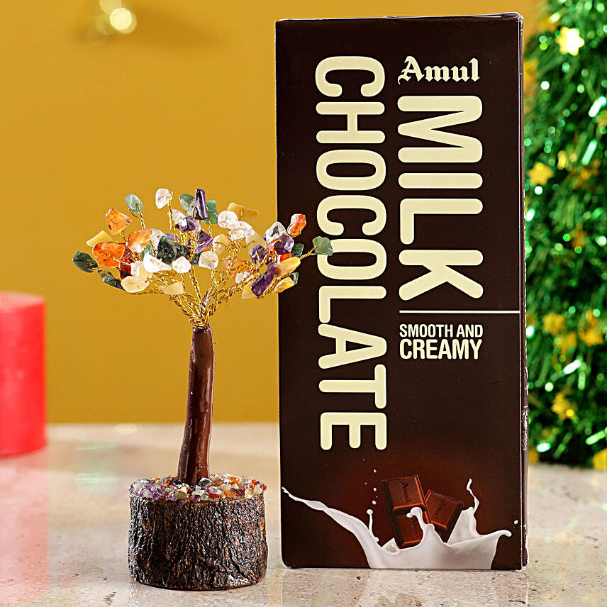 Colourful Stone Wish Tree & Amul Milk Chocolate