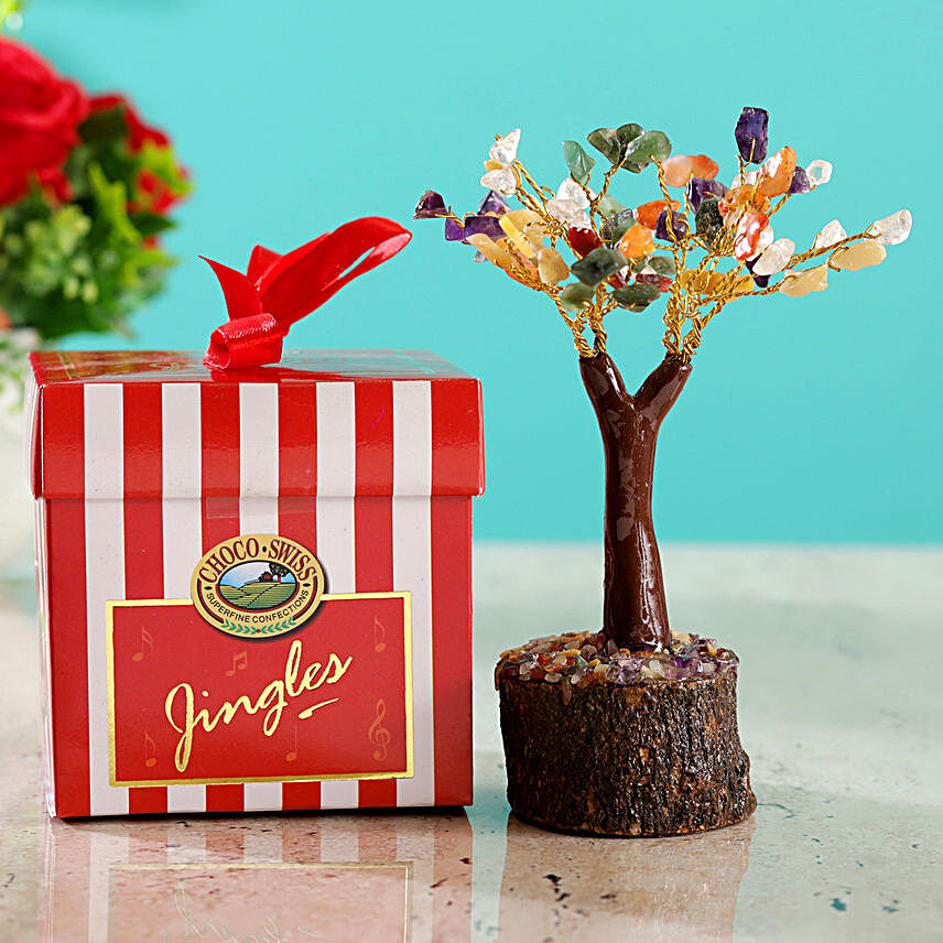 Colourful Stone Wish Tree & Choco Swiss Jingles Box
