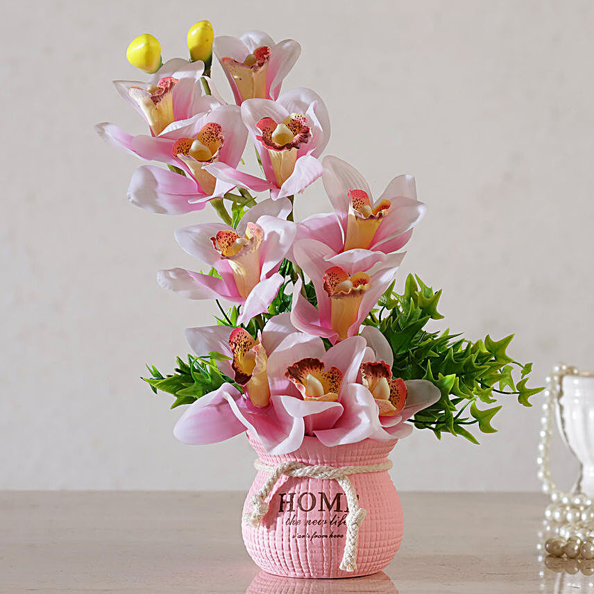 Pink Elegance Artificial Iris Vase