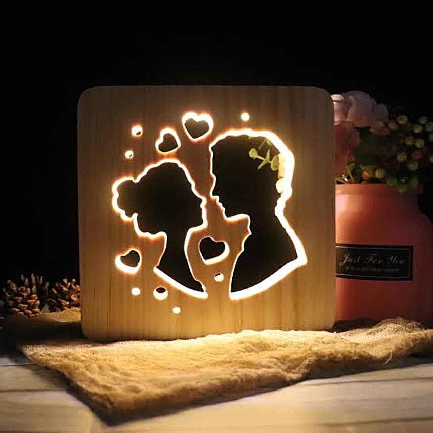3D Wooden LED Night Light Lamp -  Couple