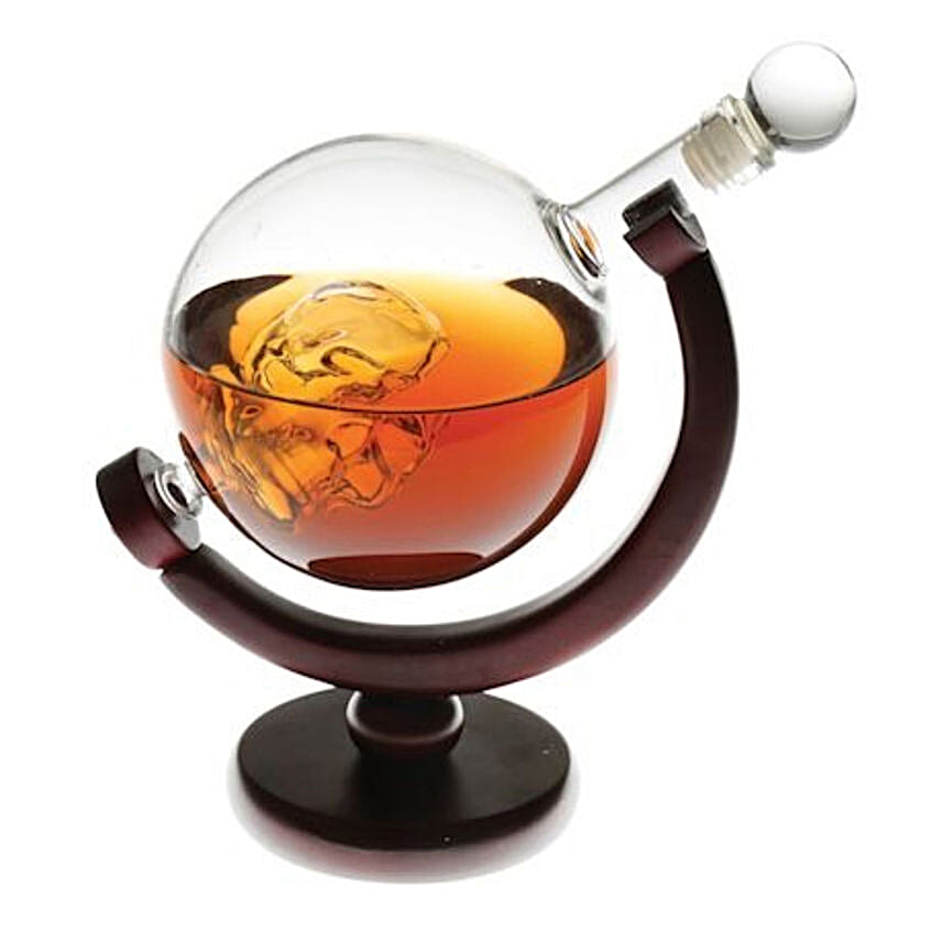 Skull in Globe Whiskey Decanter