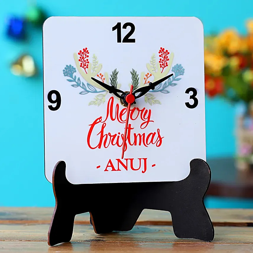 Christmas Blossoms Personalised Table Clock