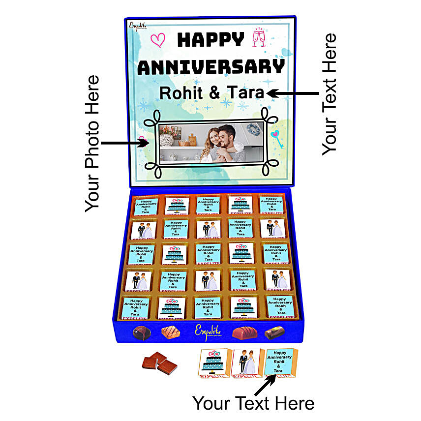 Blue Personalised Chocolate Box For Anniversary