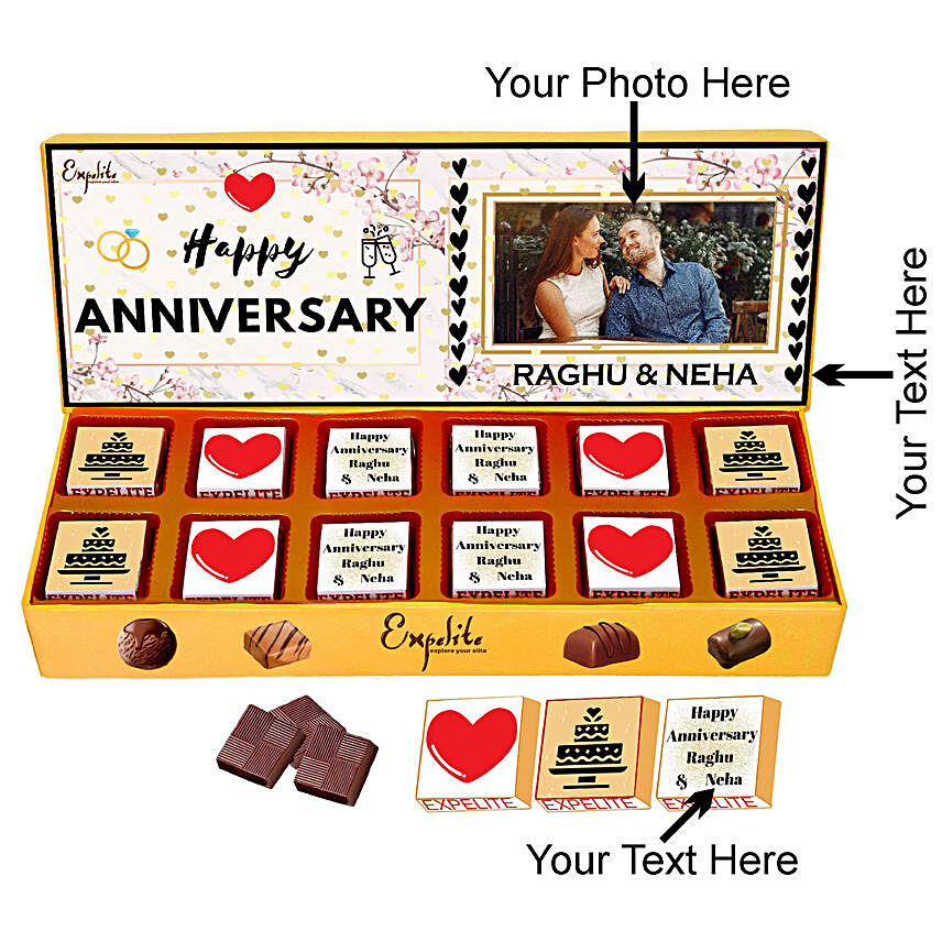 Couple Anniversary Personalised Chocolate Box 12 Pcs