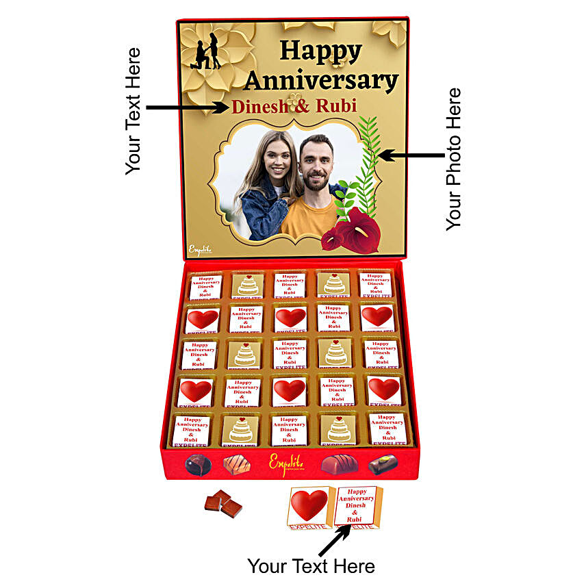 Personalised Happy Anniversary Chocolate Box
