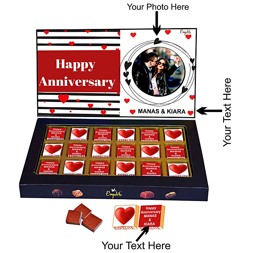 Personalised Happy Anniversary Chocolates Gift 18 Pcs