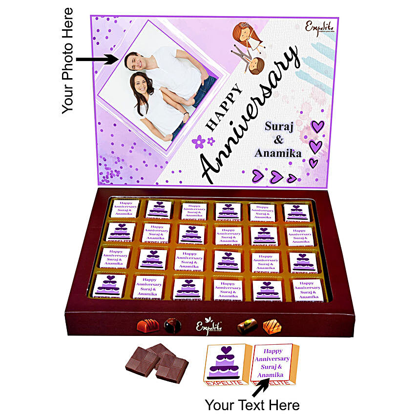 Serene Happy Anniversary Personalised Chocolates 24 Pcs