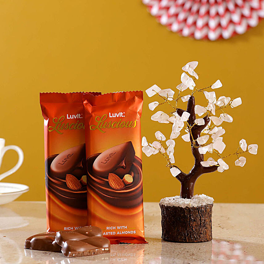 Rose Quartz Wish Tree & Luvit Roasted Almond Chocolates