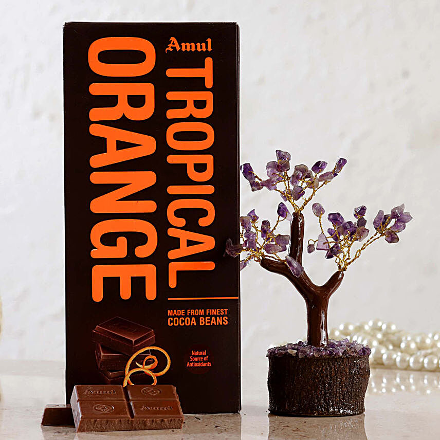 Amethyst Wish Tree & Amul Tropical Orange Chocolate