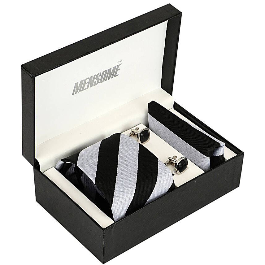 Microfiber Neck Tie Gift Set- Silver