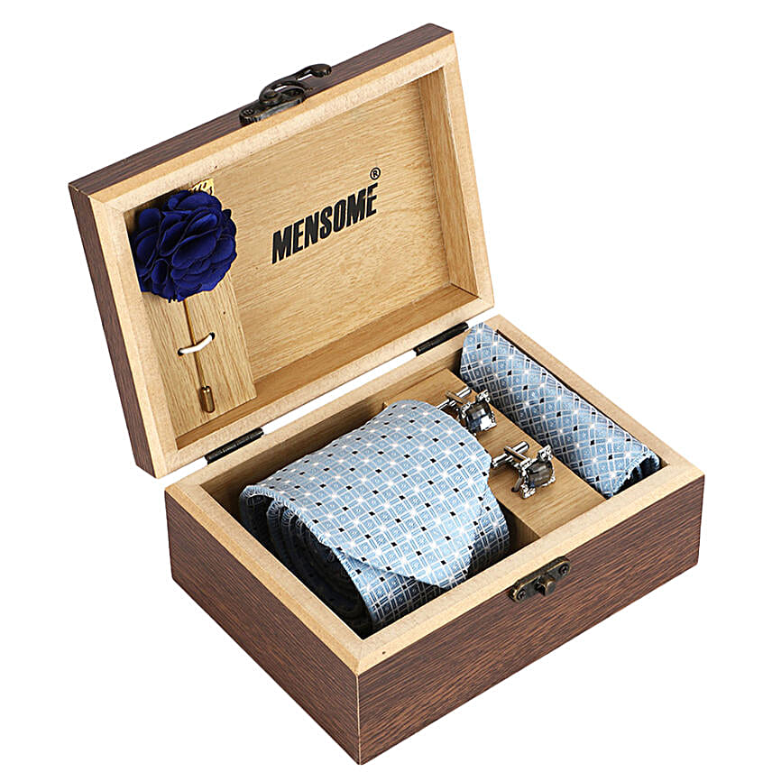 Light Blue Microfiber Neck Tie Gift Set