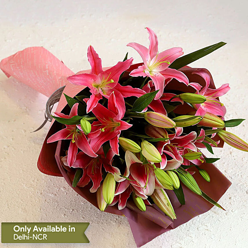 Best Wishes Flower Bouquet Online:Order Lilies