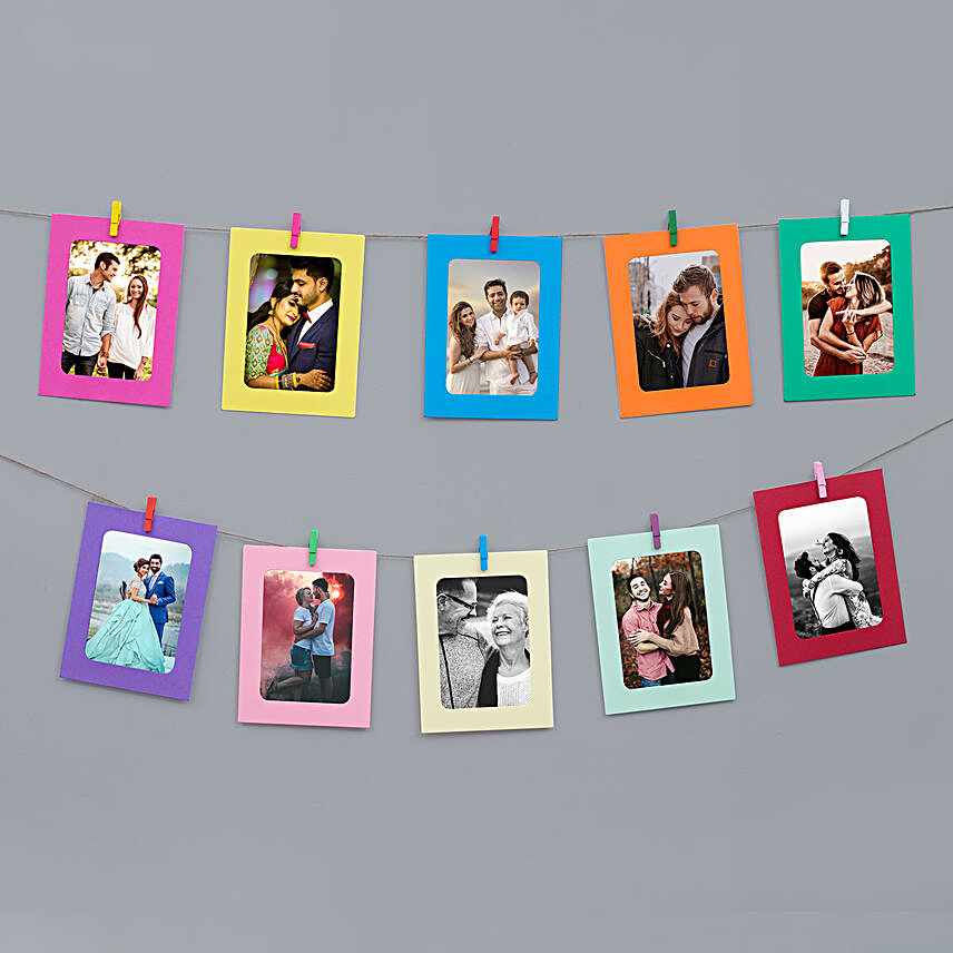Set of 10 Multi Colour Hanging Paper Photo Frame