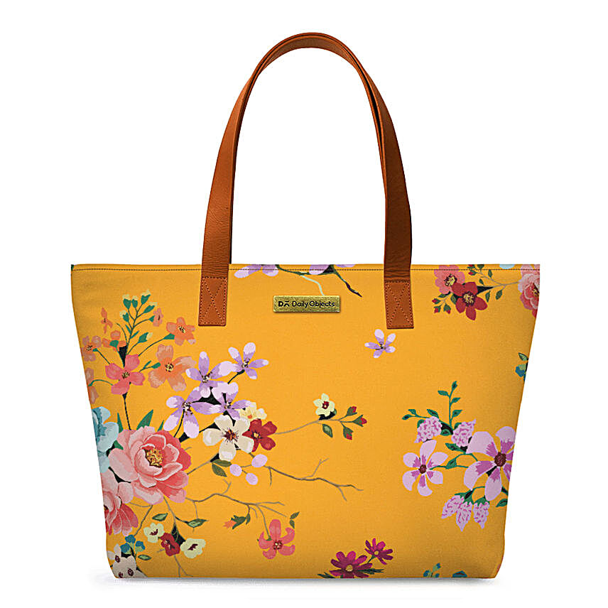Online Mustard Floral Fatty Tote Bag