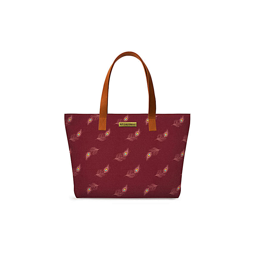 DailyObjects Maroon Feathers Fatty Tote Bag