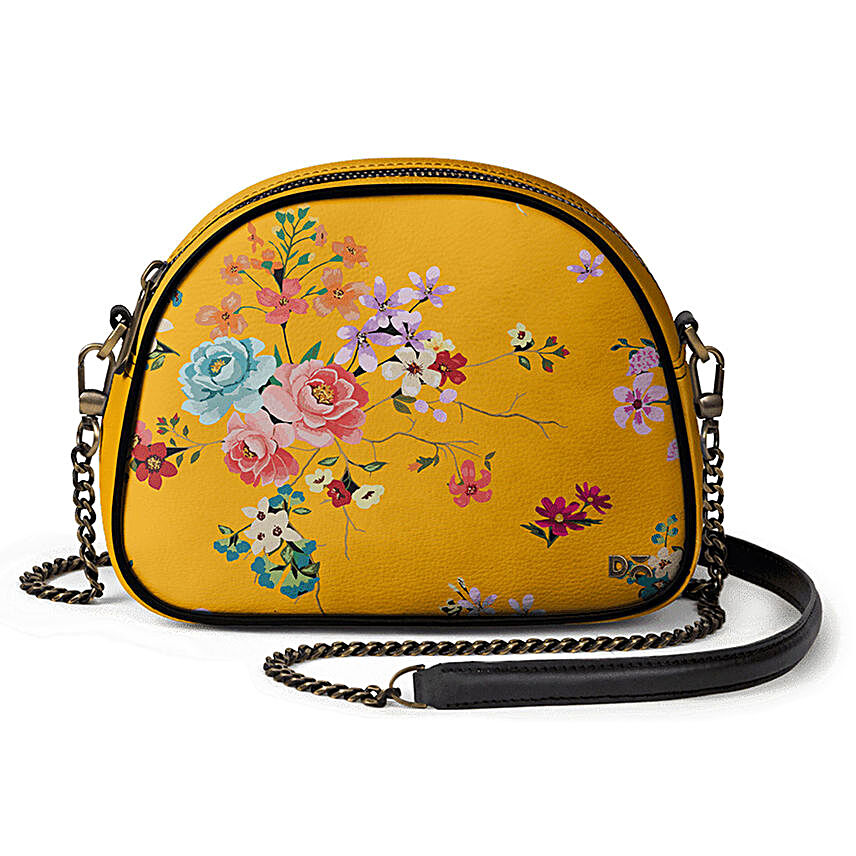 DailyObjects Mustard Floral- Arch Crossbody Bag