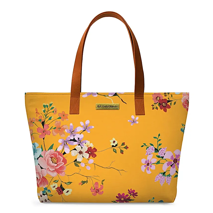 Buy/Send DailyObjects Mustard Floral Fatty Tote Bag Online- Ferns N Petals